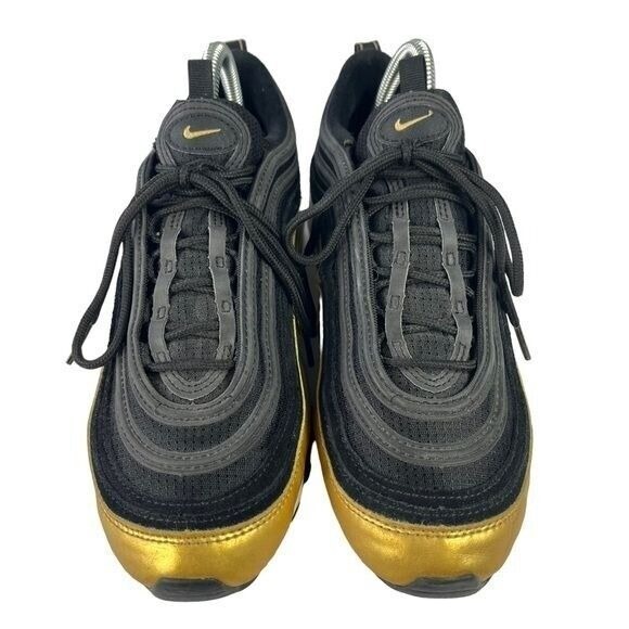 Nike‎ AirMax 97 Shoes Womens 9 Youth 7 Black Metallic Gold Shoes - Picture 6 of 13
